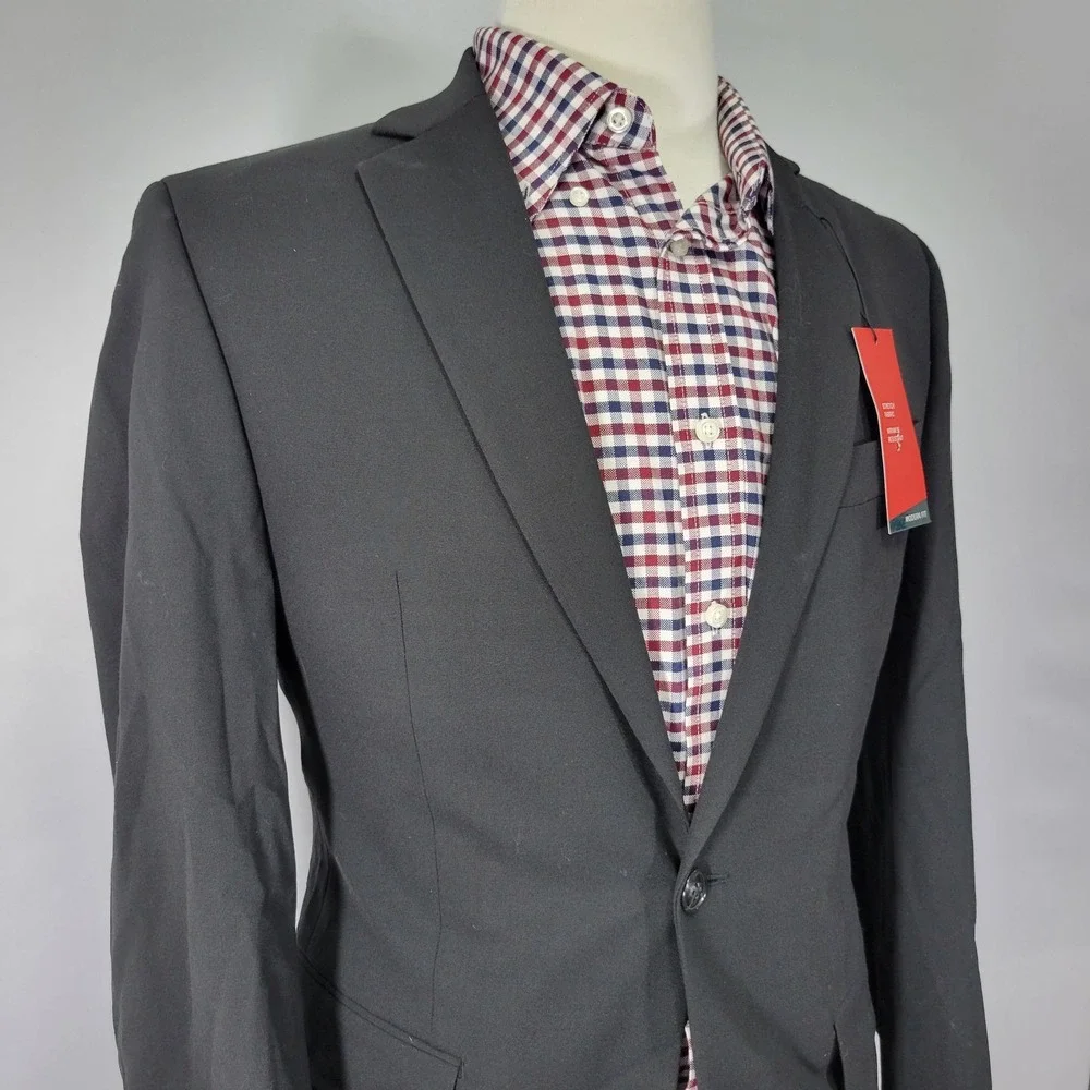 Perry‎ Ellis Portfolio Men's Sport Coat Blazer Two Button Black Stretch 36R NEW